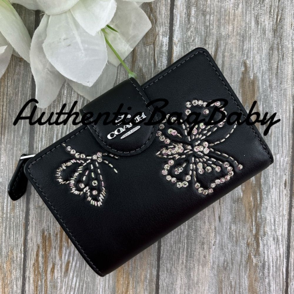 Coach Medium Corner Zip Wallet With Butterfly Print Bag Purse